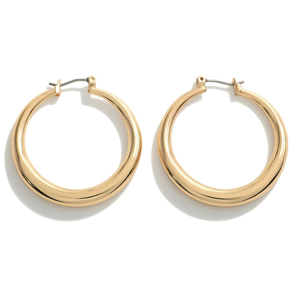 Brass Hollow Hoop With Taper Detail Gold