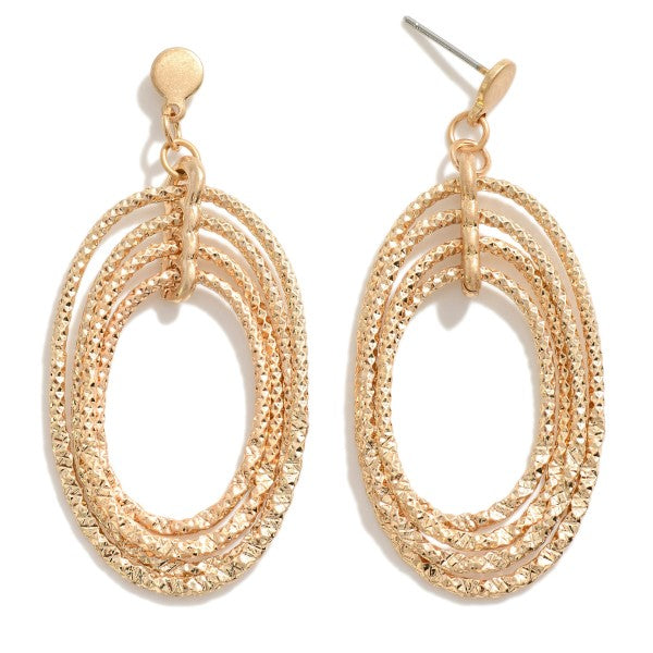 Linked Metal Loops Drop Earrings Gold