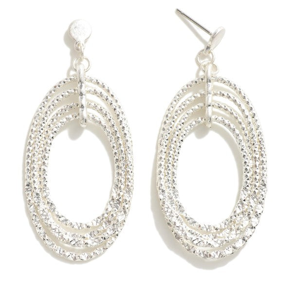 Linked Metal Loops Drop Earrings Silver