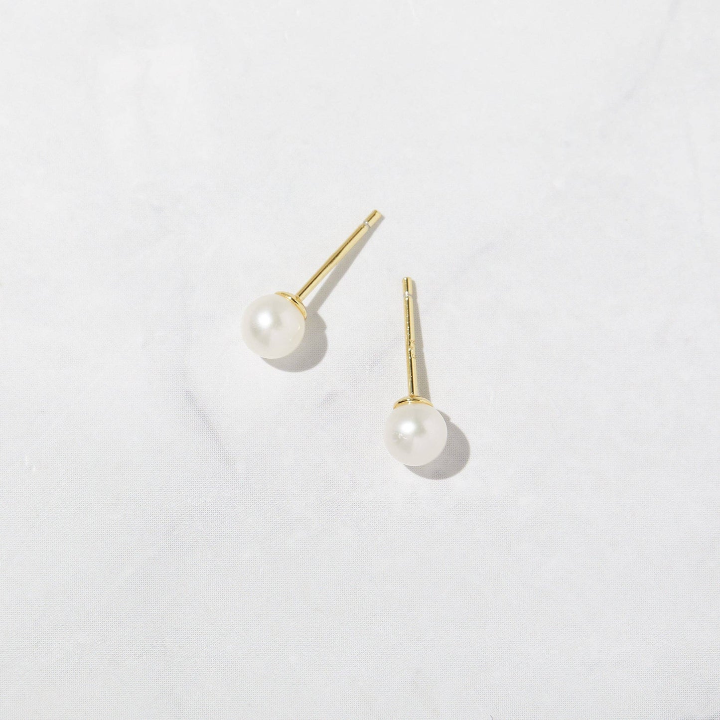 Freshwater Pearl Studs: 925Sterling/14KT Gold