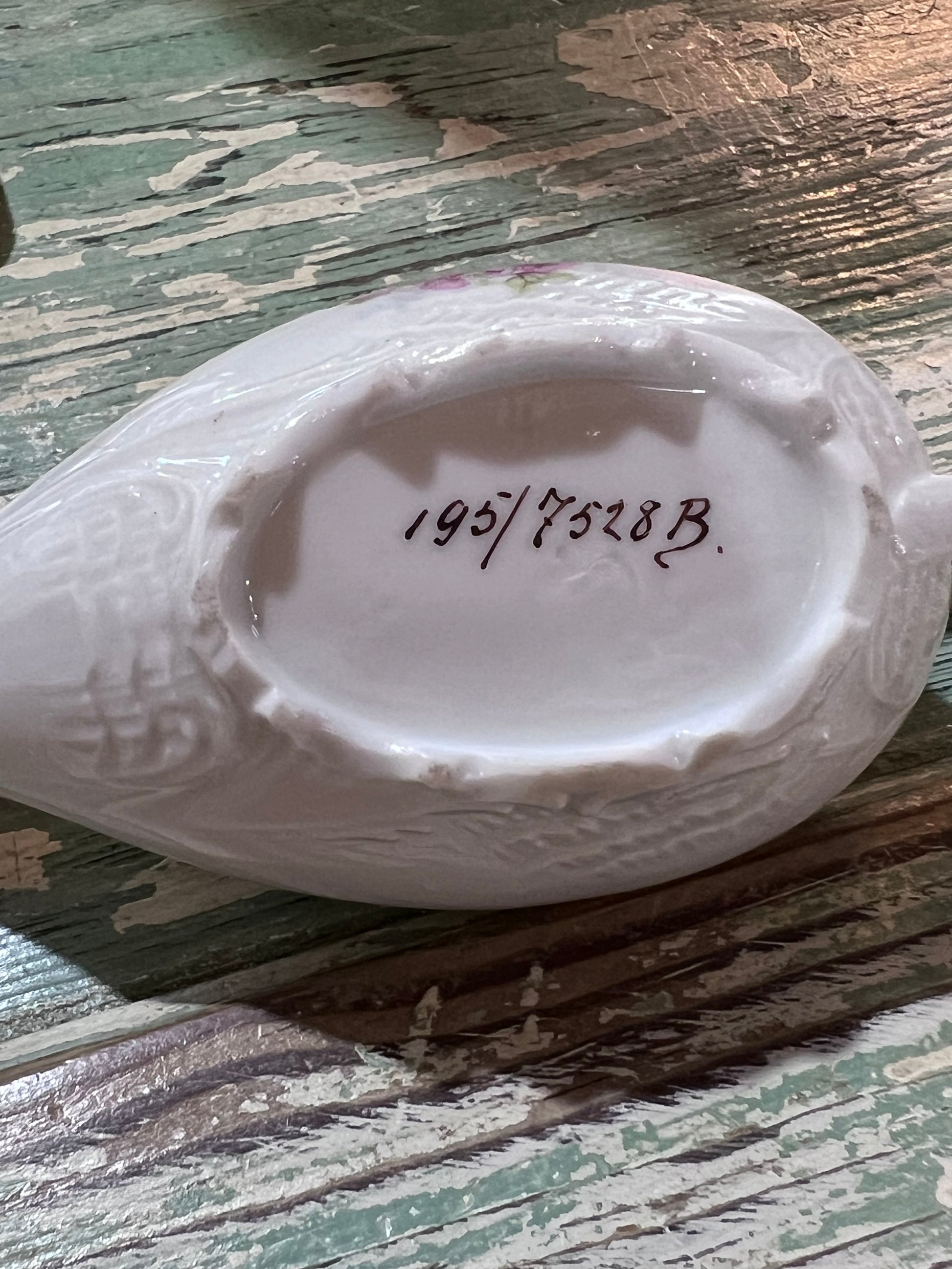 Antique Baby Invalid Feeder Cup Pink Green Gold Porcelain 195/7528B