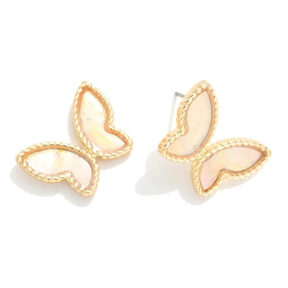 Pearlescent Butterfly Stud Earrings Opal