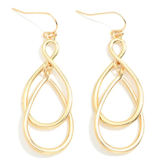 Gold Linked Metal Loops Drop Earrings Gold