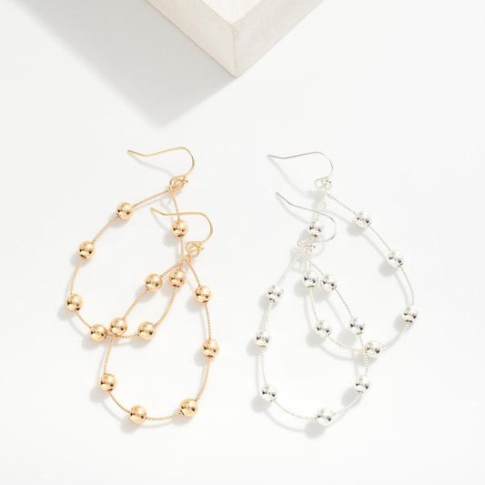 Metal Teardrop Drop Earrings Featuring Pearl Accents