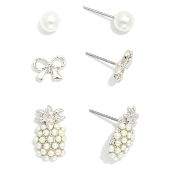 Silver Tone Stud Earrings