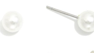 Silver Tone Stud Earrings Pearls