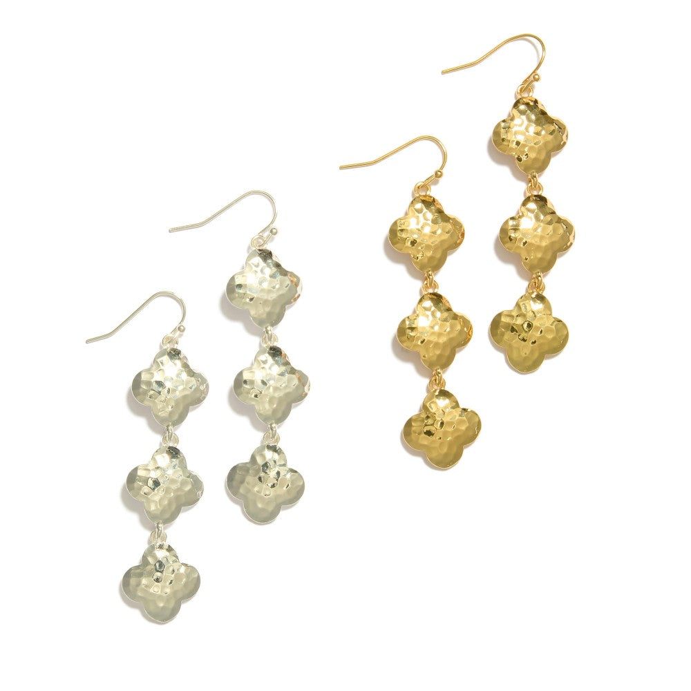 Linked Hammered Metal Clover Drop Earrings JUDSON
