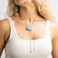 18K Gold PVD Stainless Steel Turquoise Charm Bolo Necklace: Stainless WJW