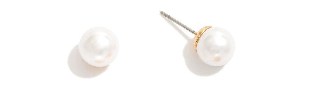 Rhinestone Bow Stud Earrings Pearl Stud