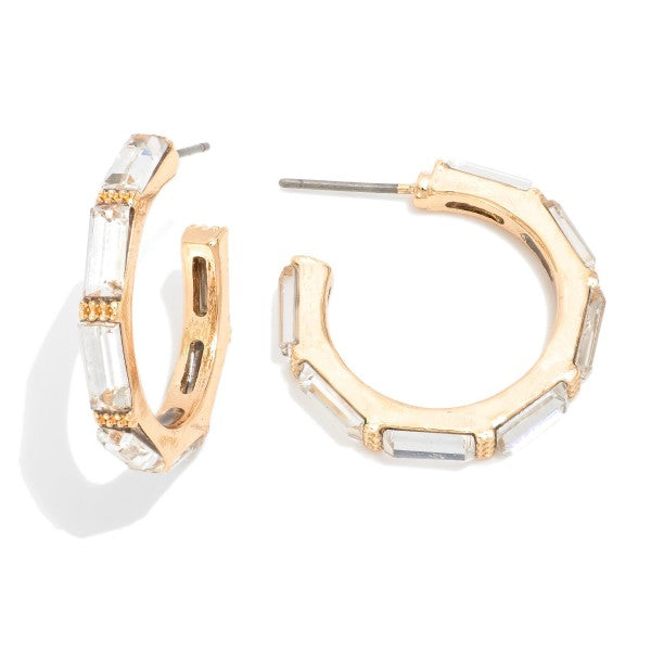 Hoop Drop Earring Featuring Glass Crystals Gold