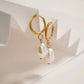 18K Gold PVD Freshwater Pearl Huggie Hoop Earrings: Gold WJW
