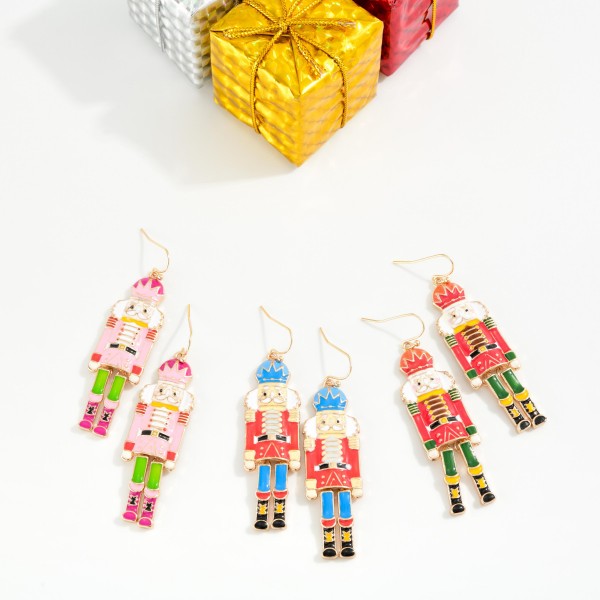 Enamel Nutcracker Drop Earrings