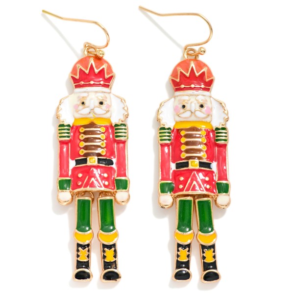 Enamel Nutcracker Drop Earrings Red