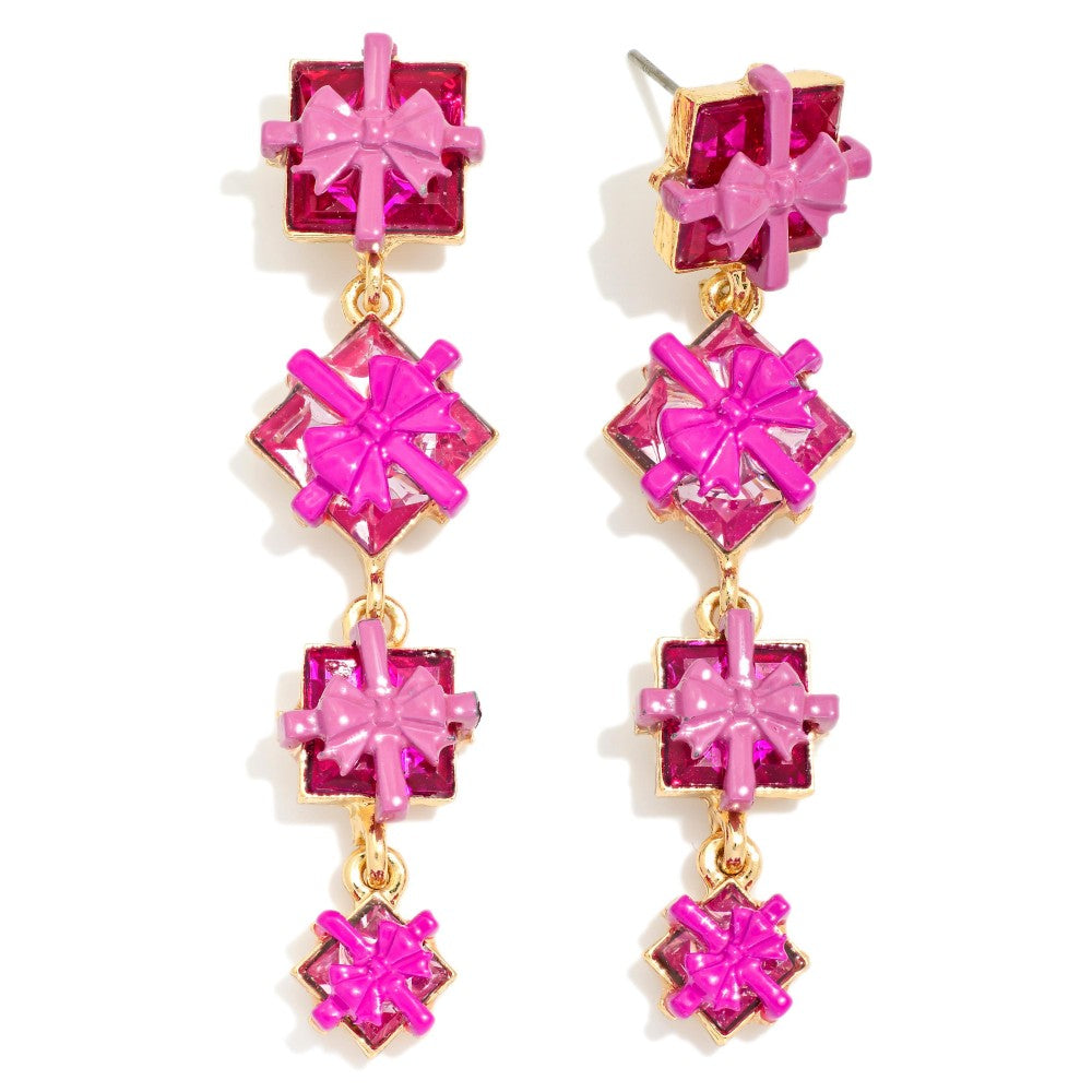 Linked Christmas Present Drop Earrings