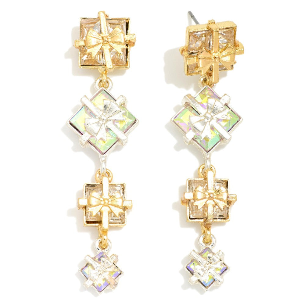Linked Christmas Present Drop Earrings