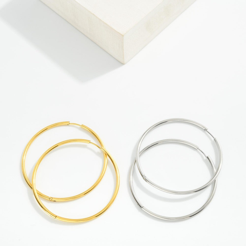 Metal Tone Huggie Hoop Earrings