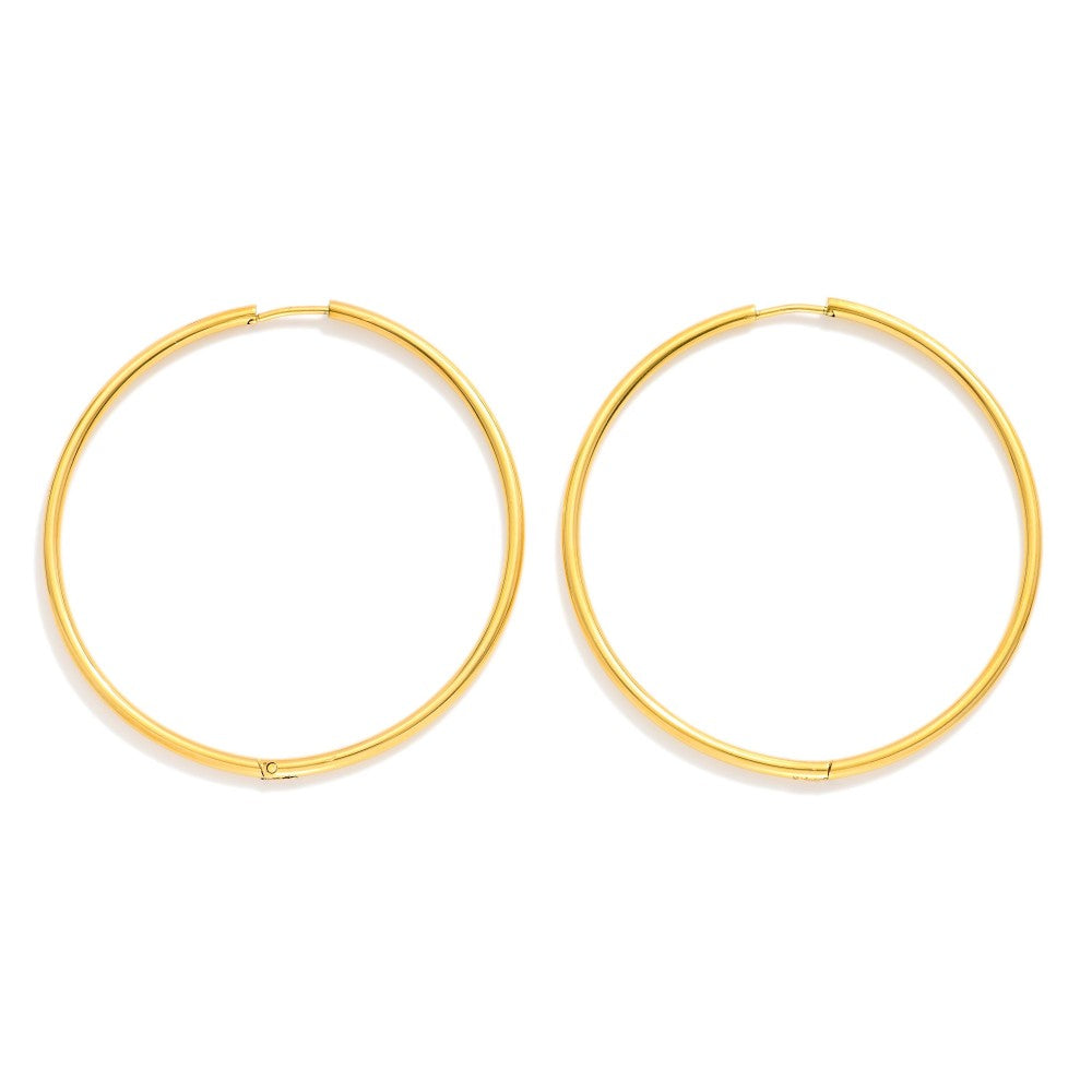 Metal Tone Huggie Hoop Earrings Gold
