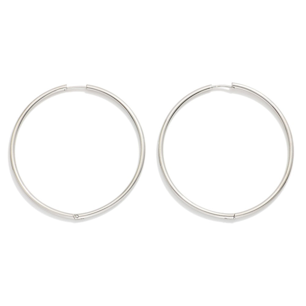 Metal Tone Huggie Hoop Earrings Silver