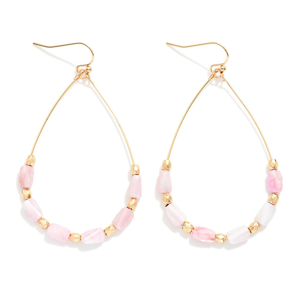 Wire Teardrop Earrings Featuring Faceted Cylinder Beads JUDSON