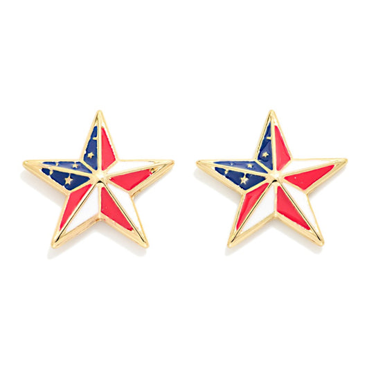Enamel Americana Star Stud Earrings Default Title