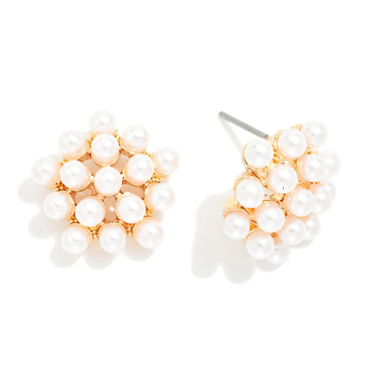 Pearl Cluster Stud Earrings Default Title