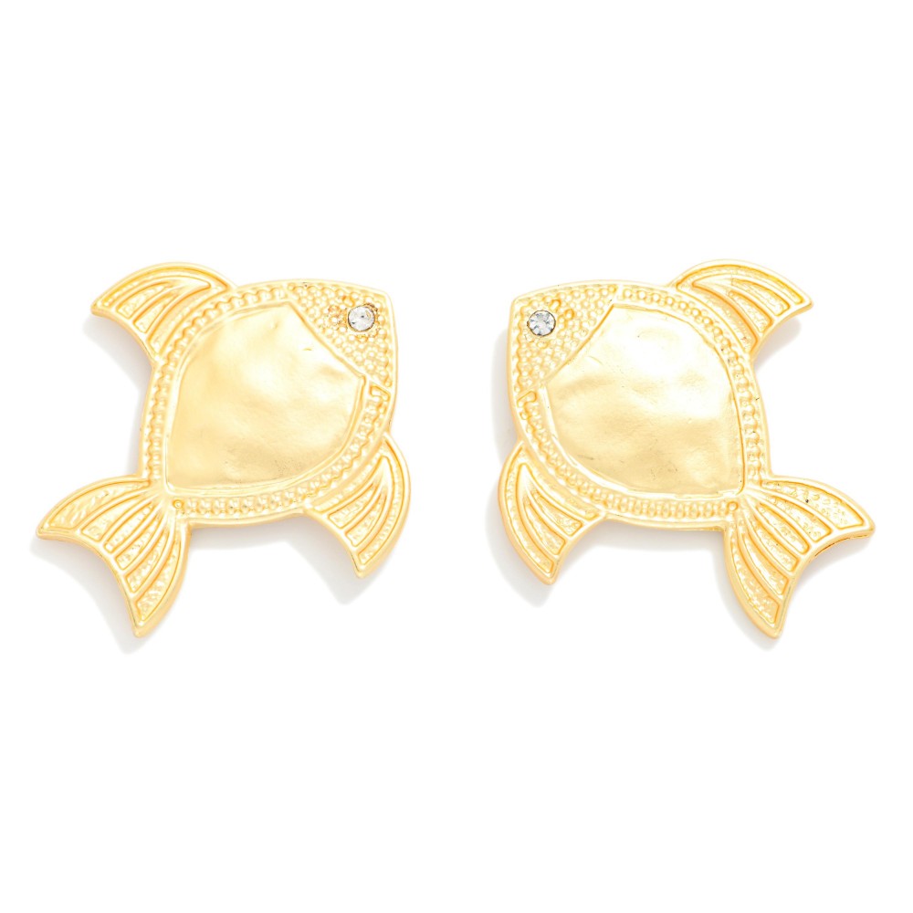 Hammered Metal Fish Post Drop Earrings Default Title