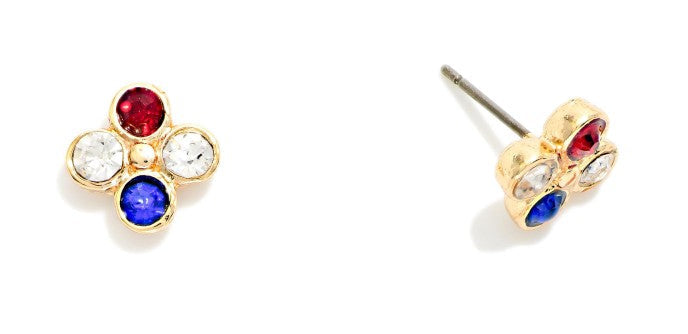 Enamel Americana Rhinestone Stud Earrings JUDSON