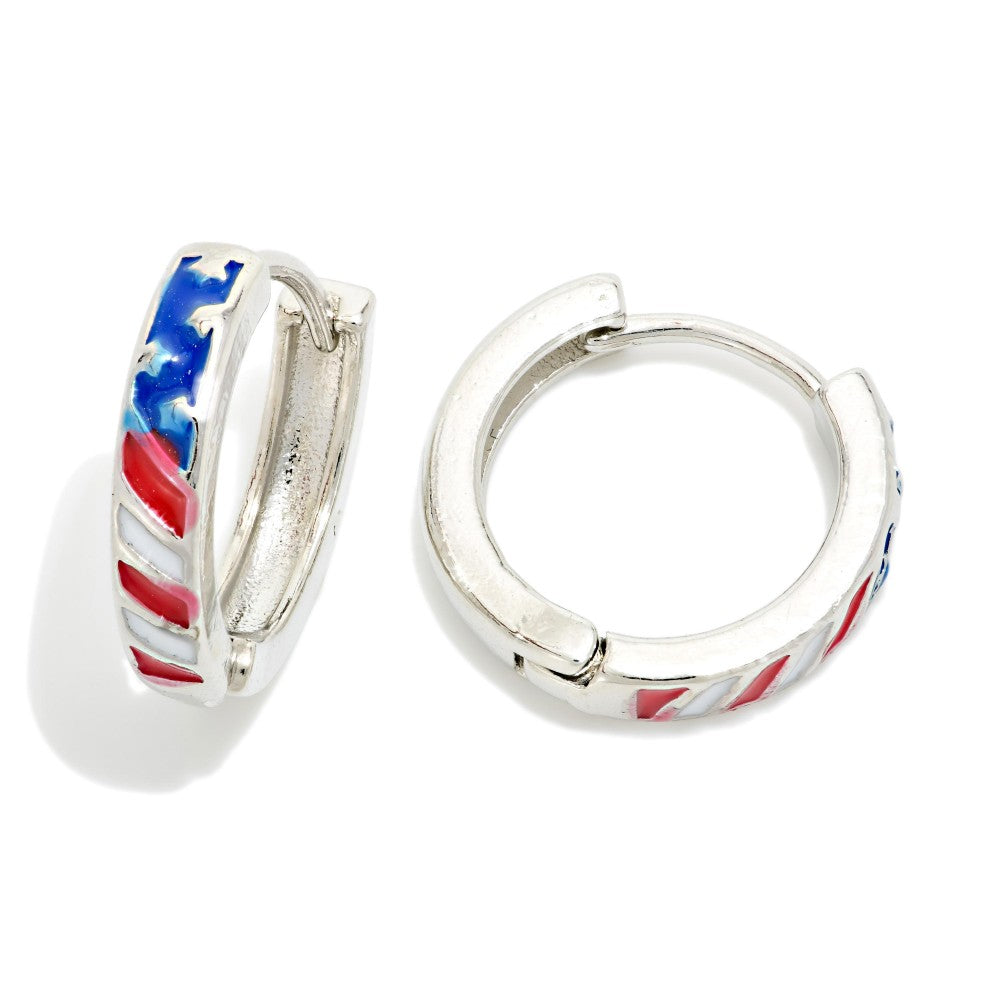 Do Everything In Love Americana Huggie Hoop Earrings Silver