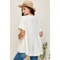 Loose Fit Ivory V-Neck Short Sleeve Button Down Top