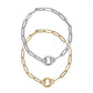 Stainless Steel Paperclip with Charm Keeper Chain Bracelet: Gold / 6.5" WJW