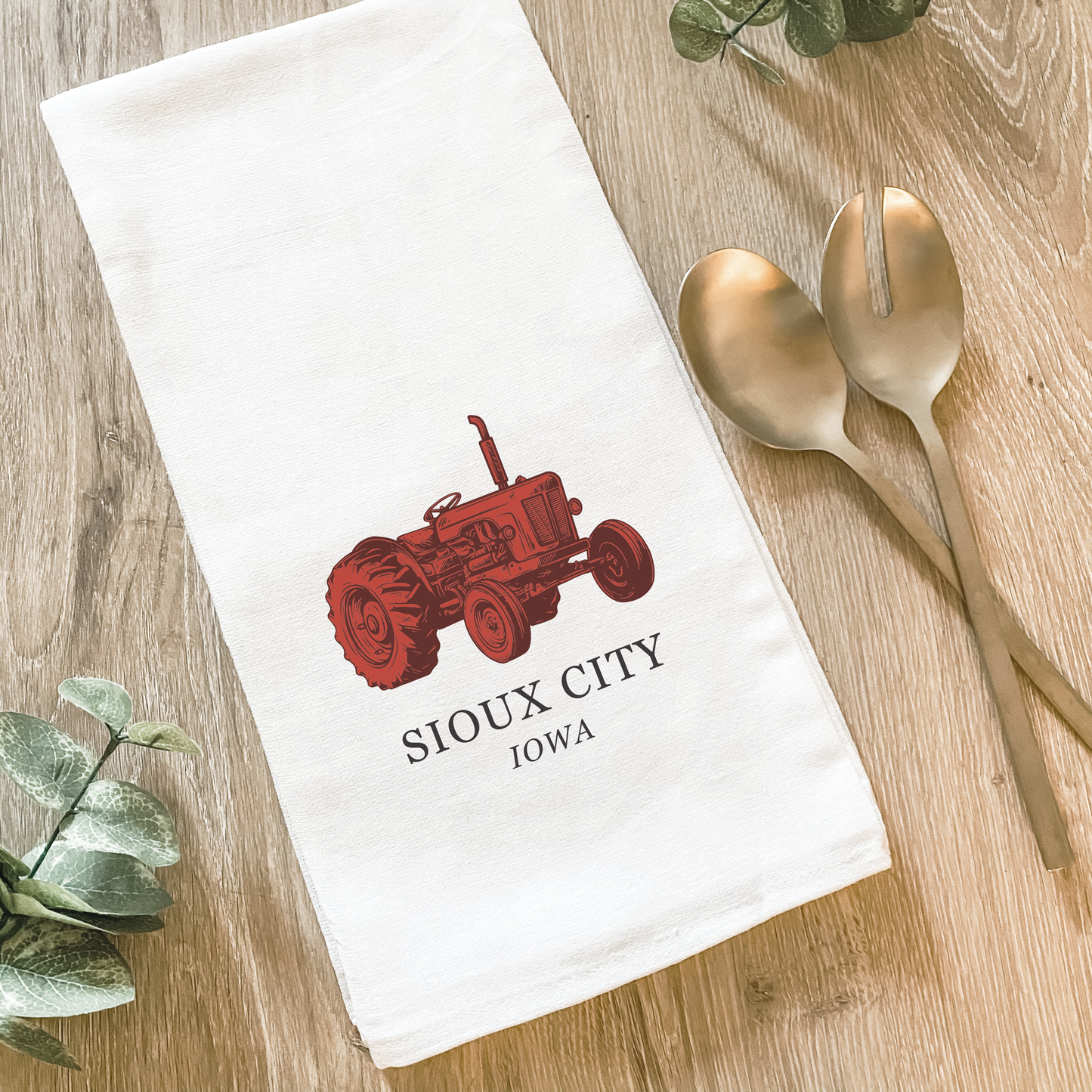 Farm Tractor City and State - Cotton Tea Towel