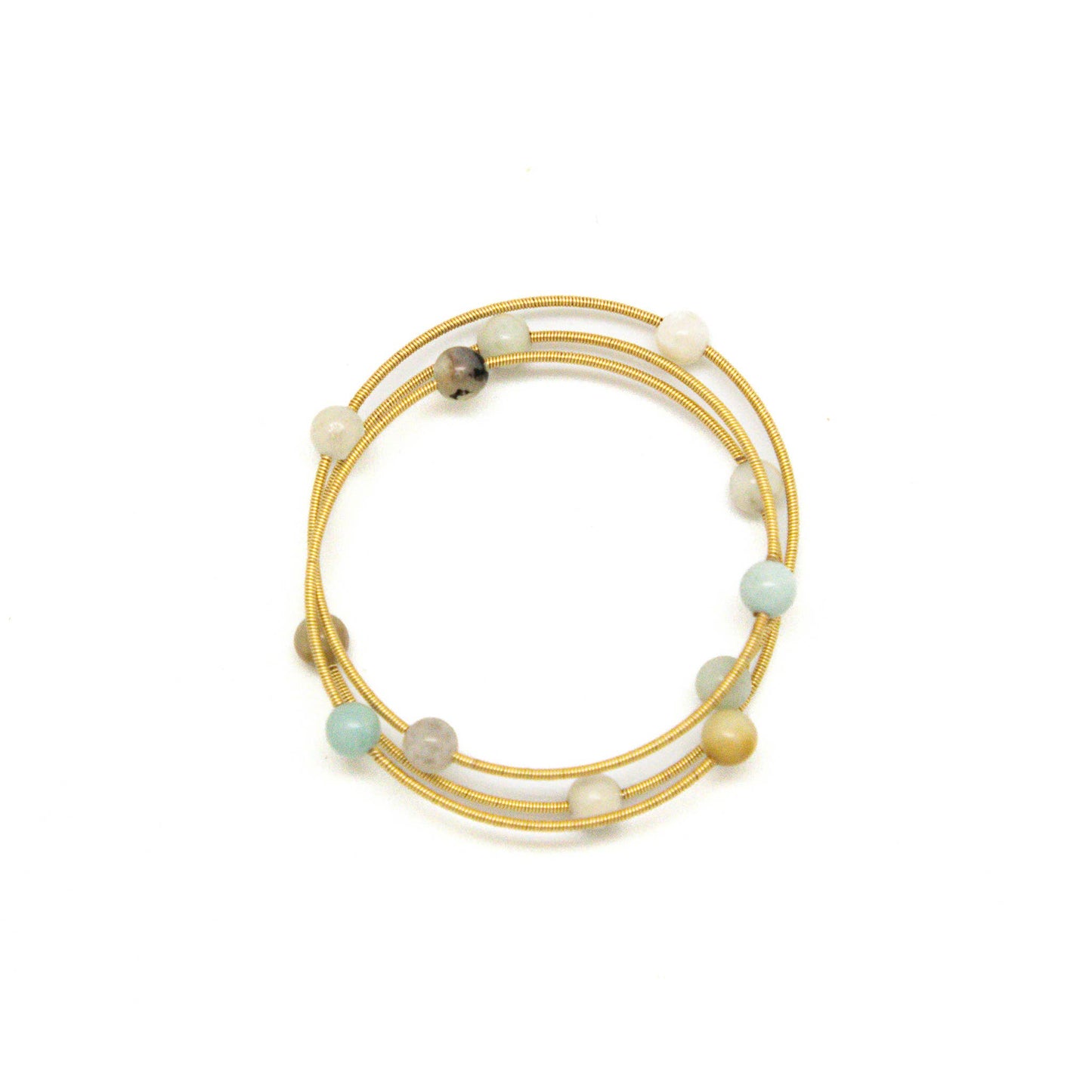Bracelet Gold Wire Wrap w/ 6mm Amazonite Beads