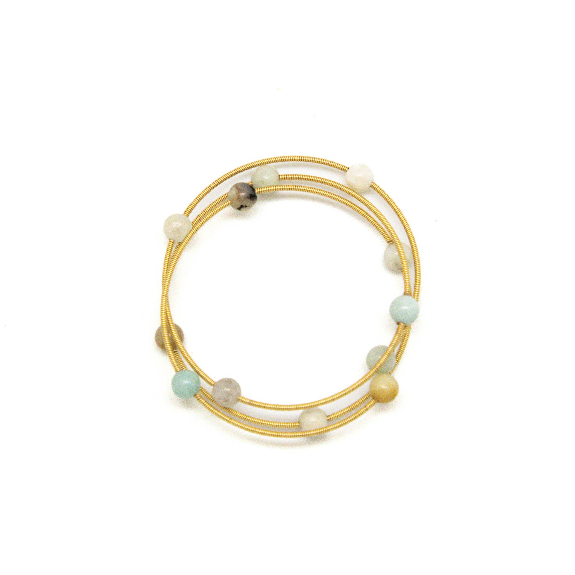 Bracelet Gold Wire Wrap w/ 6mm Amazonite Beads