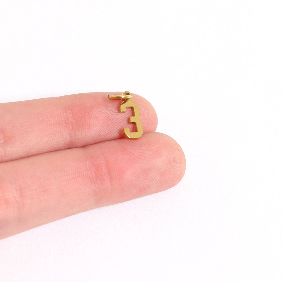 18K Gold PVD Stainless Steel Small Number Charm: 24 WJW