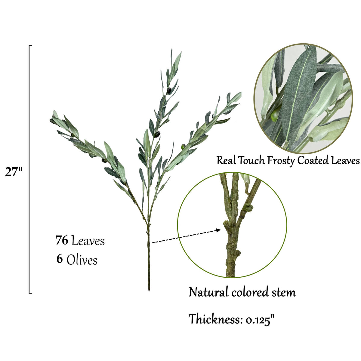 32" Real Touch Premium Quality Olive Branch Leaf Fruit Spray - The Mustard Seed Collection, The Seed