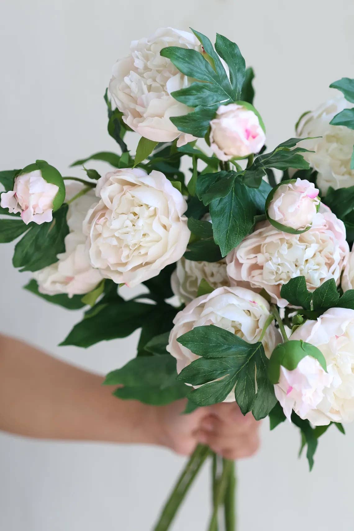 32" Ultra Realistic Elegant Real Touch Artificial Peony: Off-White - The Mustard Seed Collection, The Seed