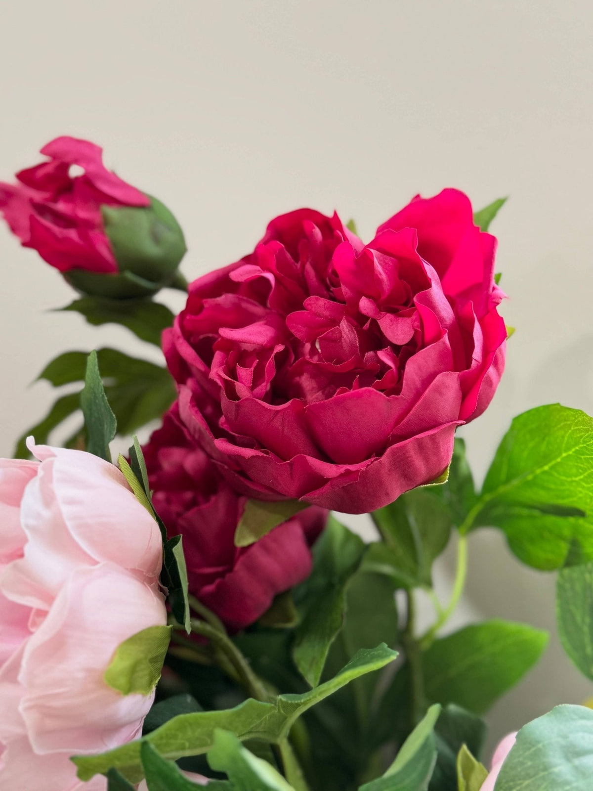 32" Ultra Realistic Elegant Real Touch Artificial Peony: Off-White - The Mustard Seed Collection, The Seed