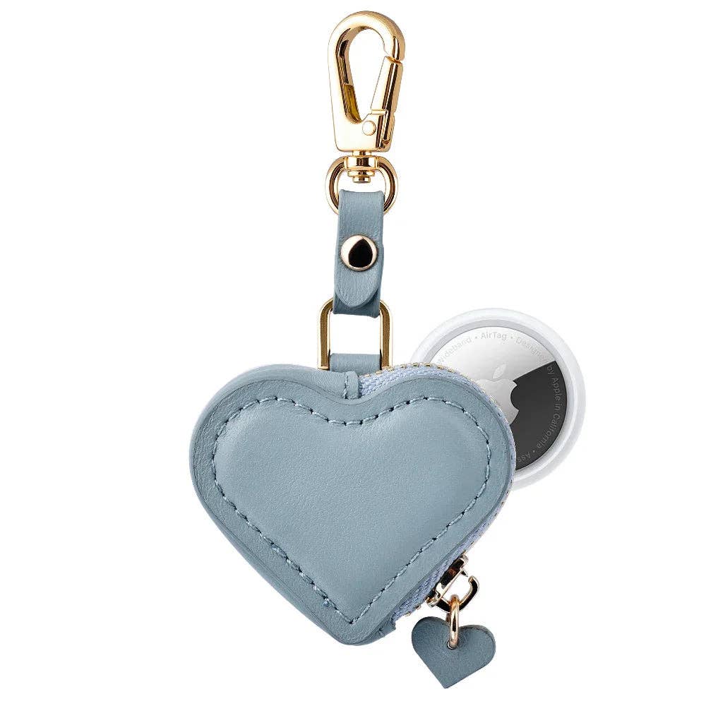 Heart Leather Bag Charm for Airtag®: Black Posh Tech