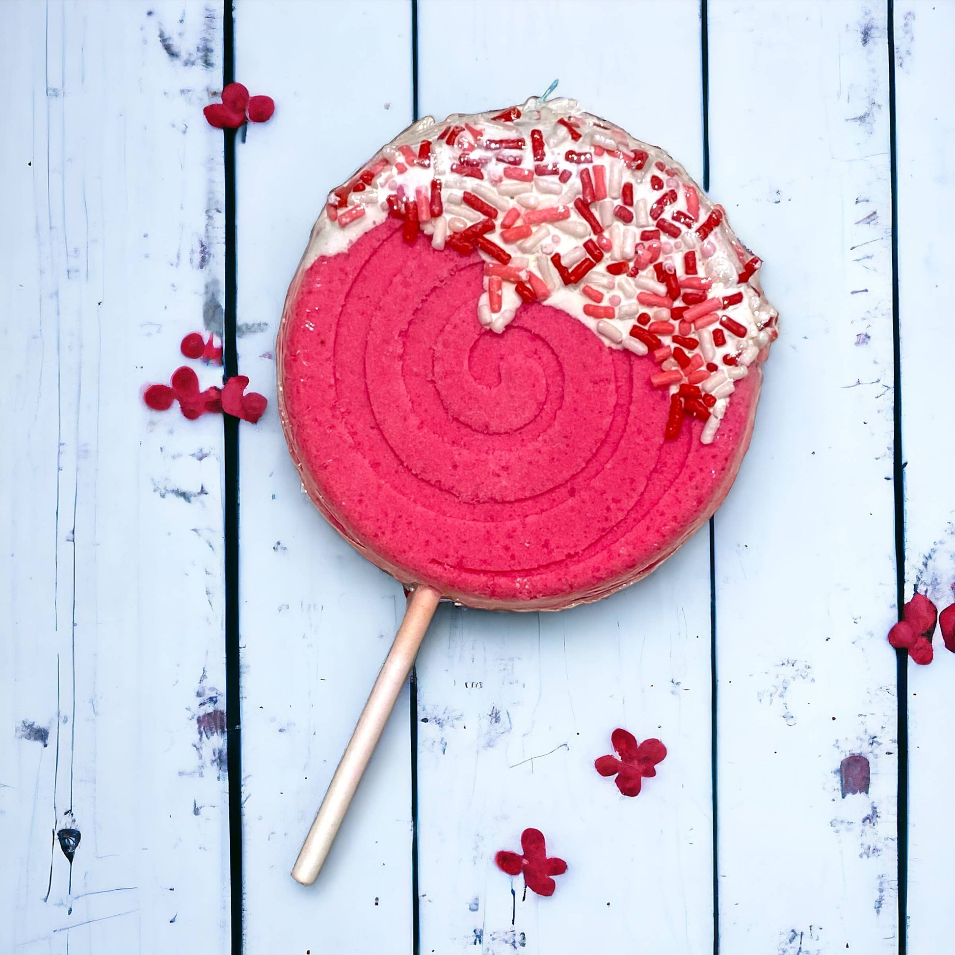 Lollipop Bath Bomb - Pink: Pink and White