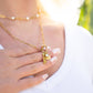 18K PVD Gold Carabiner "Faith" Paperclip Charm Necklace: Gold WJW