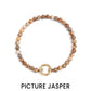 18K Gold PVD Stainless Steel Semi Precious Natural Stone Charm Keeper Bracelet: Gold / Picture Jasper WJW