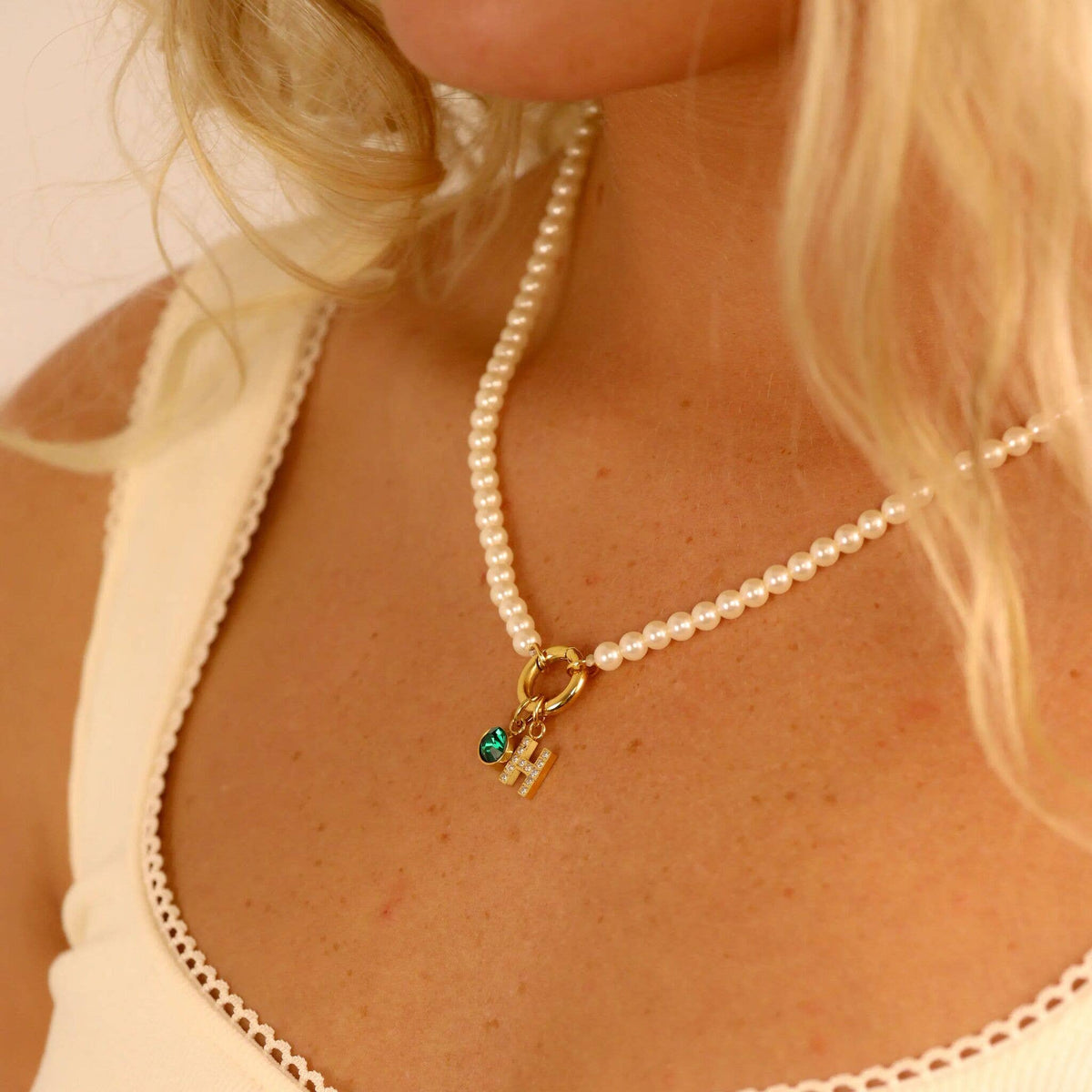 Pearl Charm Keeper Necklace: Kiska / Gold WJW