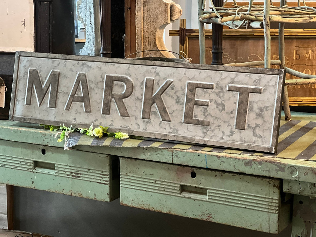 36" Tin "MARKET" Sign - The Mustard Seed Collection, The Seed