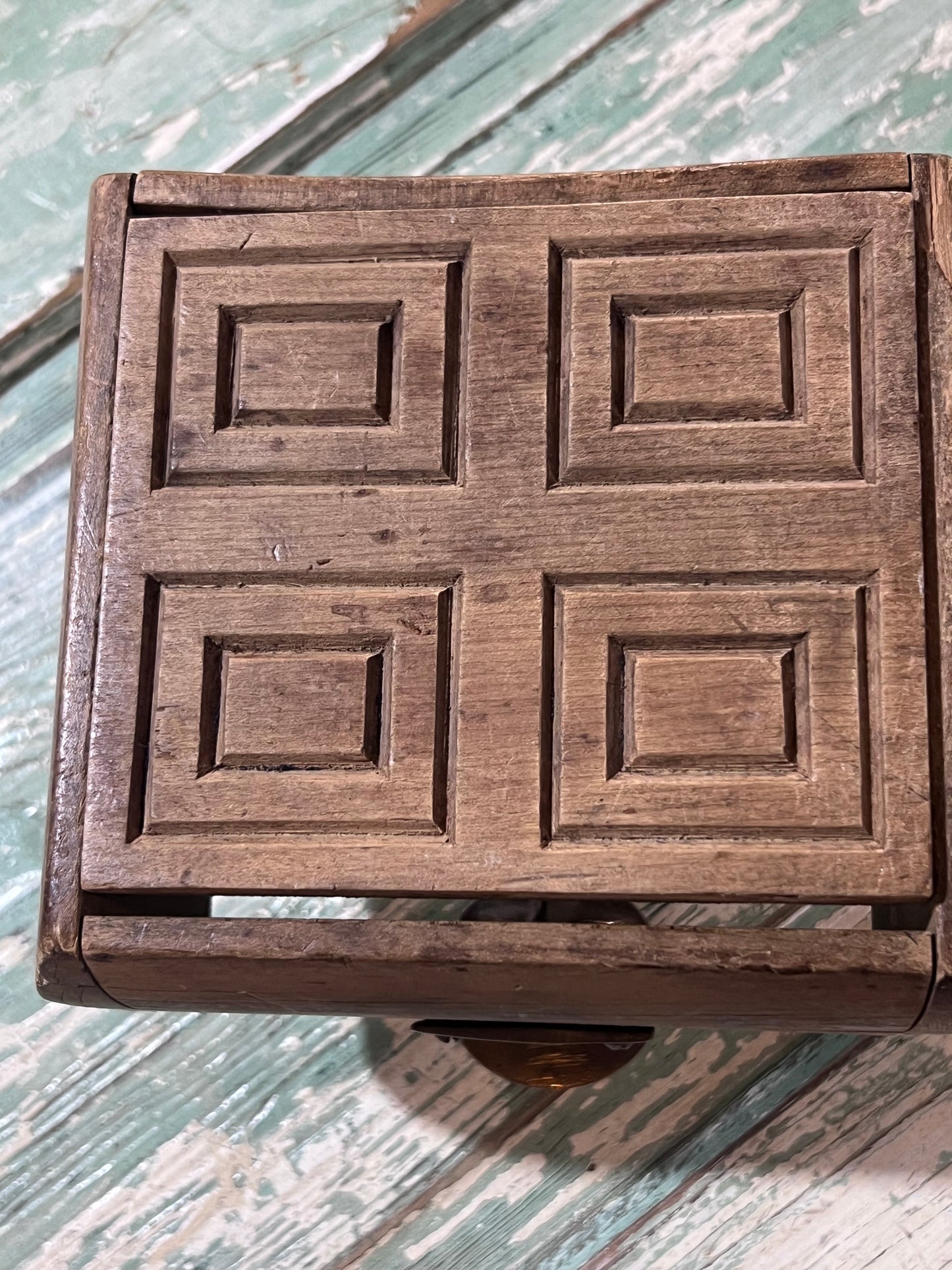 Antique Wood Brass 4 Square Commercial Butter Press
