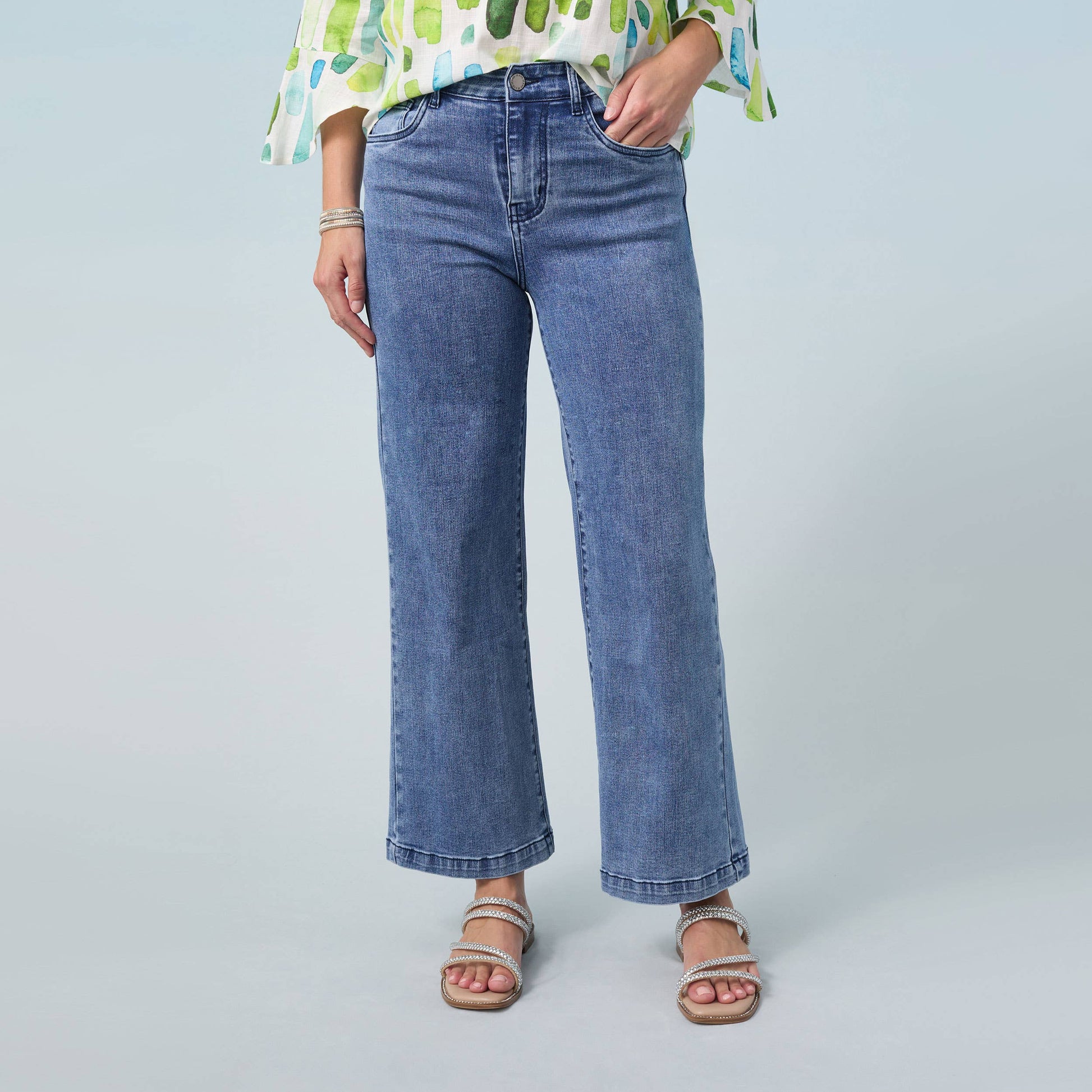 EverStretch Wide Leg Ankle: Medium Denim