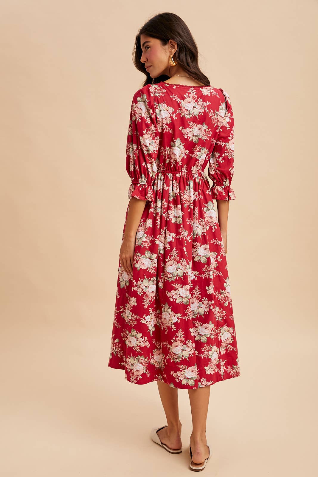 Winterberry Cotton Floral Midi Dress