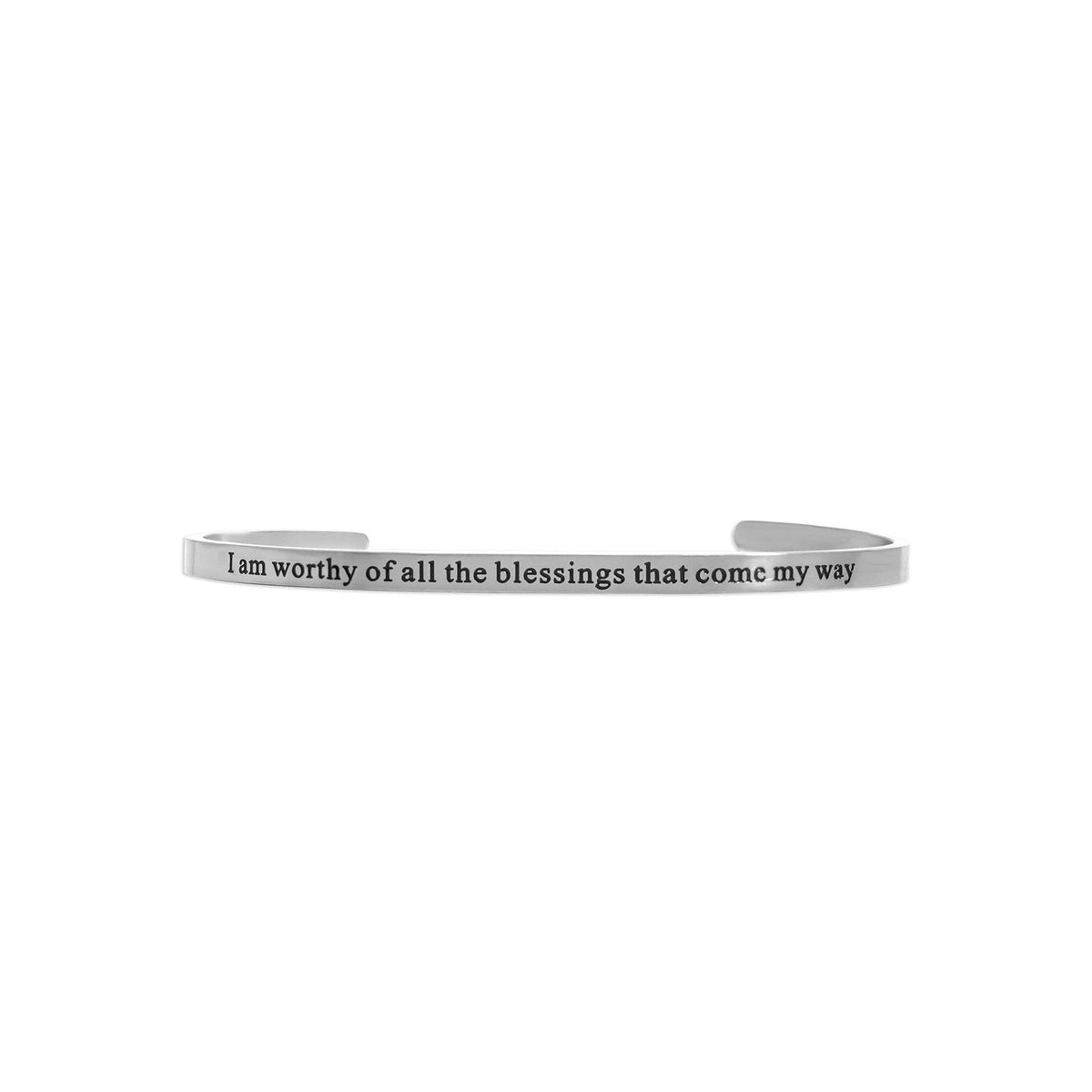 18K Gold PVD Worthy of Blessings Engraved Bangle Bracelet: Gold WJW