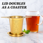 Extra Fine Gold Stainless Steel Large Mesh Tea Infuser w/Lid Roots And Leaves