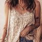 Spring 2026 Boho Floral Spaghetti Straps Tank Top: Apricot / L