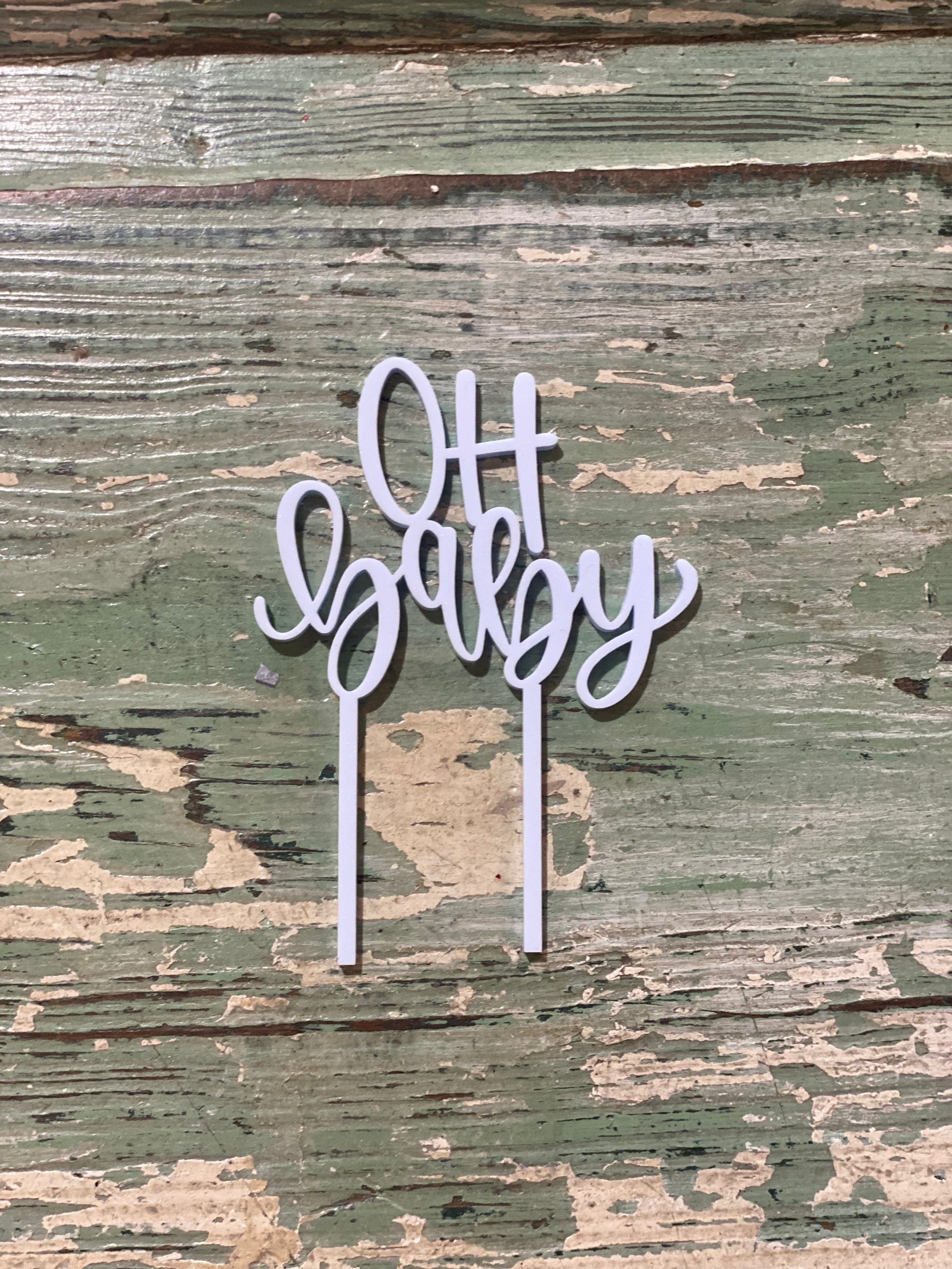 Cake Topper Light Blue “oh baby”